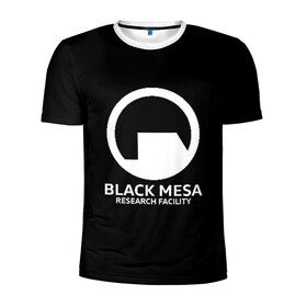 Мужская футболка 3D спортивная с принтом BLACK MESA в Белгороде, 100% полиэстер с улучшенными характеристиками | приталенный силуэт, круглая горловина, широкие плечи, сужается к линии бедра | aperture laboratorie | black mesa | gordon freeman | half life | half life 3 | valve | блэк меса | вэлв | гордон фриман | халф лайф