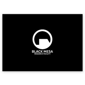 Поздравительная открытка с принтом BLACK MESA в Белгороде, 100% бумага | плотность бумаги 280 г/м2, матовая, на обратной стороне линовка и место для марки
 | aperture laboratorie | black mesa | gordon freeman | half life | half life 3 | valve | блэк меса | вэлв | гордон фриман | халф лайф