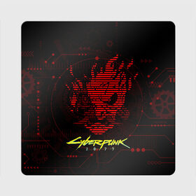 Магнит виниловый Квадрат с принтом CYBERPUNK 2077 - Самурай в Белгороде, полимерный материал с магнитным слоем | размер 9*9 см, закругленные углы | Тематика изображения на принте: 2077 | cyber | cyberpunk | demon | glitch | keanu | logo | punk | reeves | samurai | symbol | team | trauma | глитч | демон | киану | кибер | киберпанк | клан | лого | логотип | огонь | панк | ривз | самурай | символ