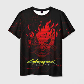 Мужская футболка 3D с принтом CYBERPUNK 2077 - Самурай в Белгороде, 100% полиэфир | прямой крой, круглый вырез горловины, длина до линии бедер | 2077 | cyber | cyberpunk | demon | glitch | keanu | logo | punk | reeves | samurai | symbol | team | trauma | глитч | демон | киану | кибер | киберпанк | клан | лого | логотип | огонь | панк | ривз | самурай | символ