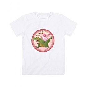 Детская футболка хлопок с принтом Вперёд к мечте! в Белгороде, 100% хлопок | круглый вырез горловины, полуприлегающий силуэт, длина до линии бедер | bird born | арт | единорог | животные | иллюстрация | ирония | комиксы | мечта | милота | мотивация | тирекс | юмор