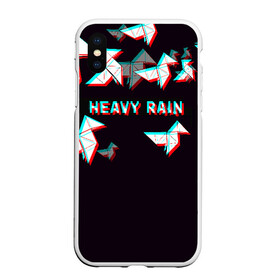 Чехол для iPhone XS Max матовый с принтом Heavy Rain (Glitch) в Белгороде, Силикон | Область печати: задняя сторона чехла, без боковых панелей | 3d | game | glitch | heavy rain | геометрия | глитч | игра | надпись | оригами | хеви рейн