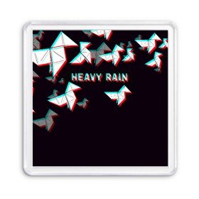 Магнит 55*55 с принтом Heavy Rain (Glitch). в Белгороде, Пластик | Размер: 65*65 мм; Размер печати: 55*55 мм | 3d | game | glitch | heavy rain | геометрия | глитч | игра | надпись | оригами | хеви рейн