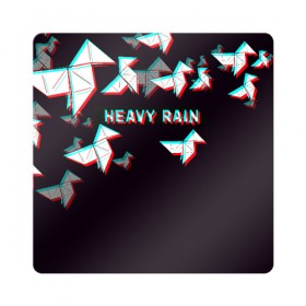 Магнит виниловый Квадрат с принтом Heavy Rain (Glitch). в Белгороде, полимерный материал с магнитным слоем | размер 9*9 см, закругленные углы | Тематика изображения на принте: 3d | game | glitch | heavy rain | геометрия | глитч | игра | надпись | оригами | хеви рейн