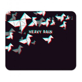 Коврик для мышки прямоугольный с принтом Heavy Rain (Glitch). в Белгороде, натуральный каучук | размер 230 х 185 мм; запечатка лицевой стороны | 3d | game | glitch | heavy rain | геометрия | глитч | игра | надпись | оригами | хеви рейн