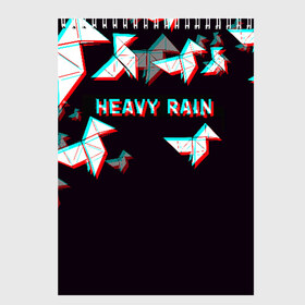 Скетчбук с принтом Heavy Rain (Glitch) в Белгороде, 100% бумага
 | 48 листов, плотность листов — 100 г/м2, плотность картонной обложки — 250 г/м2. Листы скреплены сверху удобной пружинной спиралью | 3d | game | glitch | heavy rain | геометрия | глитч | игра | надпись | оригами | хеви рейн