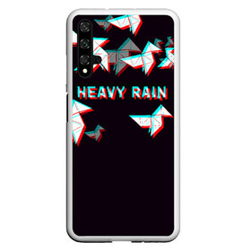 Чехол для Honor 20 с принтом Heavy Rain (Glitch) в Белгороде, Силикон | Область печати: задняя сторона чехла, без боковых панелей | 3d | game | glitch | heavy rain | геометрия | глитч | игра | надпись | оригами | хеви рейн