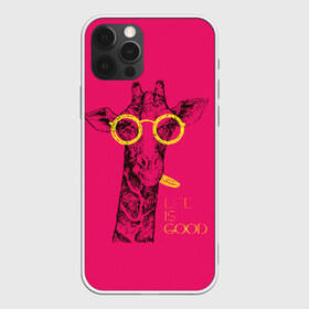 Чехол для iPhone 12 Pro Max с принтом Life is good в Белгороде, Силикон |  | african | animal | giraffe | inscription | life is good | look | pink | pop art | tongue | yellow | африканское | взгляд | желтый | животное | жизнь хороша | жираф | надпись | очки | поп   арт | розовый | язык