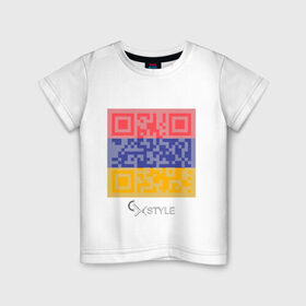 Детская футболка хлопок с принтом QR-Armenia в Белгороде, 100% хлопок | круглый вырез горловины, полуприлегающий силуэт, длина до линии бедер | cxstyle | qr | армения | код | символ | страна | флаг