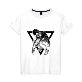 Женская футболка хлопок с принтом Triangle Skull в Белгороде, 100% хлопок | прямой крой, круглый вырез горловины, длина до линии бедер, слегка спущенное плечо | bone | bones | кости | треугольник | череп