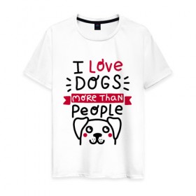 Мужская футболка хлопок с принтом Любитель Собак в Белгороде, 100% хлопок | прямой крой, круглый вырез горловины, длина до линии бедер, слегка спущенное плечо. | dog | lover | любовь | пес | псы | собакен | собаки | собек