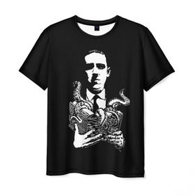 Мужская футболка 3D с принтом Лавкрафт в Белгороде, 100% полиэфир | прямой крой, круглый вырез горловины, длина до линии бедер | cthulhu | cthulhu fhtagn | lovecraft | ктулху