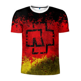 Мужская футболка 3D спортивная с принтом Rammstein (Флаг). в Белгороде, 100% полиэстер с улучшенными характеристиками | приталенный силуэт, круглая горловина, широкие плечи, сужается к линии бедра | 3d | hard | logo | metal | music | rammstein | rock | брызги красок | знак | лого | метал | музыка | рамштайн | рок | символ | текстура | флаг rammstein