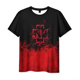 Мужская футболка 3D с принтом Rammstein (Брызги Красок). в Белгороде, 100% полиэфир | прямой крой, круглый вырез горловины, длина до линии бедер | 3d | hard | logo | metal | music | rammstein | rock | брызги красок | знак | лого | метал | музыка | рамштайн | рок | символ | текстура