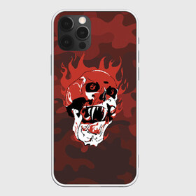 Чехол для iPhone 12 Pro Max с принтом Flame в Белгороде, Силикон |  | fangs | fire | flame | grin | halloween | jaw | orbits | skull | teeth | клыки | оскал | пламя | хэллоуин