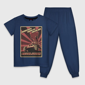 Детская пижама хлопок с принтом Revolution Плакат СССР в Белгороде, 100% хлопок |  брюки и футболка прямого кроя, без карманов, на брюках мягкая резинка на поясе и по низу штанин
 | бюрократия | коммунизм | плакаты | революция | ретро | совок | социализм | ссср