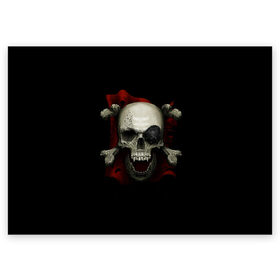 Поздравительная открытка с принтом Пиратский Череп в Белгороде, 100% бумага | плотность бумаги 280 г/м2, матовая, на обратной стороне линовка и место для марки
 | Тематика изображения на принте: пират | пиратский череп | флаг | череп