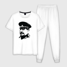 Мужская пижама хлопок с принтом Сталин в Белгороде, 100% хлопок | брюки и футболка прямого кроя, без карманов, на брюках мягкая резинка на поясе и по низу штанин
 | stalin | ussr | иосиф сталин | коммунизм | комунизм | ссср | сталин