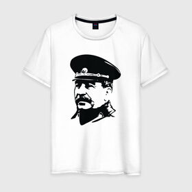 Мужская футболка хлопок с принтом Сталин в Белгороде, 100% хлопок | прямой крой, круглый вырез горловины, длина до линии бедер, слегка спущенное плечо. | Тематика изображения на принте: stalin | ussr | иосиф сталин | коммунизм | комунизм | ссср | сталин