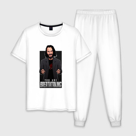 Мужская пижама хлопок с принтом You Are Breathtaking E3 2019 в Белгороде, 100% хлопок | брюки и футболка прямого кроя, без карманов, на брюках мягкая резинка на поясе и по низу штанин
 | Тематика изображения на принте: 