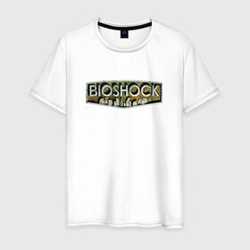 Мужская футболка хлопок с принтом BIOSHOCK в Белгороде, 100% хлопок | прямой крой, круглый вырез горловины, длина до линии бедер, слегка спущенное плечо. | Тематика изображения на принте: bioshock | bioshock infinite | биошок | букер | элизабет