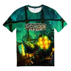 Мужская футболка 3D с принтом BIOSHOCK в Белгороде, 100% полиэфир | прямой крой, круглый вырез горловины, длина до линии бедер | Тематика изображения на принте: bioshock | bioshock infinite | биошок | букер | элизабет