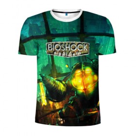 Мужская футболка 3D спортивная с принтом BIOSHOCK в Белгороде, 100% полиэстер с улучшенными характеристиками | приталенный силуэт, круглая горловина, широкие плечи, сужается к линии бедра | Тематика изображения на принте: bioshock | bioshock infinite | биошок | букер | элизабет