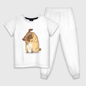 Детская пижама хлопок с принтом Удивленный мопс в Белгороде, 100% хлопок |  брюки и футболка прямого кроя, без карманов, на брюках мягкая резинка на поясе и по низу штанин
 | dog | pug | мопс | пес | псина | собака | собачка | удивление