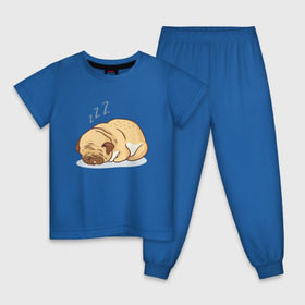 Детская пижама хлопок с принтом Спящий мопс в Белгороде, 100% хлопок |  брюки и футболка прямого кроя, без карманов, на брюках мягкая резинка на поясе и по низу штанин
 | Тематика изображения на принте: dog | pug | мопс | пес | псина | собака | собачка | сон | спит | спящий