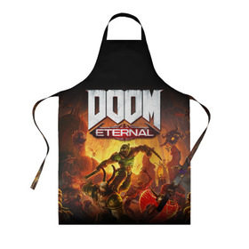 Фартук 3D с принтом DOOM Eternal в Белгороде, 100% полиэстер | общий размер — 65 х 85 см, ширина нагрудника — 26 см, горловина — 53 см, длина завязок — 54 см, общий обхват в поясе — 173 см. Принт на завязках и на горловине наносится с двух сторон, на основной части фартука — только с внешней стороны | 2019 | bethesda | demon | doom | eternal | ethernal | game | games | logo | monster | runes | демон | дум | дуум | етернал | игра | игры | какодемон | кровь | лого | логотип | монстр | монстры | руны | символ | этернал