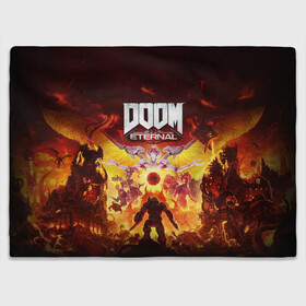 Плед 3D с принтом DOOM Eternal в Белгороде, 100% полиэстер | закругленные углы, все края обработаны. Ткань не мнется и не растягивается | 2019 | bethesda | demon | doom | eternal | ethernal | game | games | logo | monster | runes | демон | дум | дуум | етернал | игра | игры | какодемон | кровь | лого | логотип | монстр | монстры | руны | символ | этернал