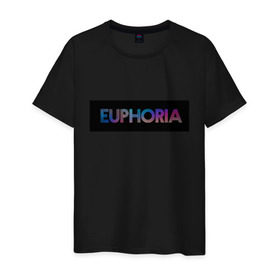 Мужская футболка хлопок с принтом сериал Euphoria в Белгороде, 100% хлопок | прямой крой, круглый вырез горловины, длина до линии бедер, слегка спущенное плечо. | Тематика изображения на принте: zendaya | зендея | ру беннетт | сериал euphoria | эйфория