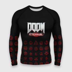 Мужской рашгард 3D с принтом DOOM Eternal в Белгороде,  |  | Тематика изображения на принте: 2019 | bethesda | demon | doom | eternal | ethernal | game | games | logo | monster | runes | демон | дум | дуум | етернал | игра | игры | какодемон | кровь | лого | логотип | монстр | монстры | руны | символ | этернал