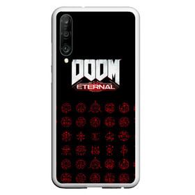 Чехол для Honor P30 с принтом DOOM Eternal в Белгороде, Силикон | Область печати: задняя сторона чехла, без боковых панелей | 2019 | bethesda | demon | doom | eternal | ethernal | game | games | logo | monster | runes | демон | дум | дуум | етернал | игра | игры | какодемон | кровь | лого | логотип | монстр | монстры | руны | символ | этернал