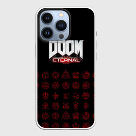 Чехол для iPhone 13 Pro с принтом DOOM Eternal в Белгороде,  |  | Тематика изображения на принте: 2019 | bethesda | demon | doom | eternal | ethernal | game | games | logo | monster | runes | демон | дум | дуум | етернал | игра | игры | какодемон | кровь | лого | логотип | монстр | монстры | руны | символ | этернал