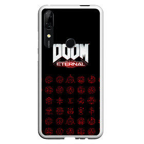 Чехол для Honor P Smart Z с принтом DOOM Eternal в Белгороде, Силикон | Область печати: задняя сторона чехла, без боковых панелей | Тематика изображения на принте: 2019 | bethesda | demon | doom | eternal | ethernal | game | games | logo | monster | runes | демон | дум | дуум | етернал | игра | игры | какодемон | кровь | лого | логотип | монстр | монстры | руны | символ | этернал