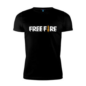 Мужская футболка премиум с принтом Garena Free Fire в Белгороде, 92% хлопок, 8% лайкра | приталенный силуэт, круглый вырез ворота, длина до линии бедра, короткий рукав | battlegrounds | fire | free | garena | гарена | фаер | фри