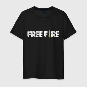 Мужская футболка хлопок с принтом Garena Free Fire в Белгороде, 100% хлопок | прямой крой, круглый вырез горловины, длина до линии бедер, слегка спущенное плечо. | battlegrounds | fire | free | garena | гарена | фаер | фри