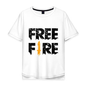 Мужская футболка хлопок Oversize с принтом Free Fire logo в Белгороде, 100% хлопок | свободный крой, круглый ворот, “спинка” длиннее передней части | battlegrounds | fire | free | garena | гарена | фаер | фри