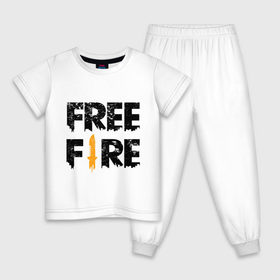 Детская пижама хлопок с принтом Free Fire logo в Белгороде, 100% хлопок |  брюки и футболка прямого кроя, без карманов, на брюках мягкая резинка на поясе и по низу штанин
 | Тематика изображения на принте: battlegrounds | fire | free | garena | гарена | фаер | фри