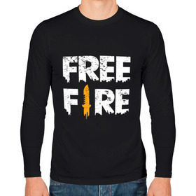 Мужской лонгслив хлопок с принтом Free Fire logo в Белгороде, 100% хлопок |  | battlegrounds | fire | free | garena | гарена | фаер | фри