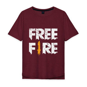 Мужская футболка хлопок Oversize с принтом Free Fire logo в Белгороде, 100% хлопок | свободный крой, круглый ворот, “спинка” длиннее передней части | battlegrounds | fire | free | garena | гарена | фаер | фри