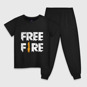 Детская пижама хлопок с принтом Free Fire logo в Белгороде, 100% хлопок |  брюки и футболка прямого кроя, без карманов, на брюках мягкая резинка на поясе и по низу штанин
 | battlegrounds | fire | free | garena | гарена | фаер | фри