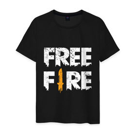 Мужская футболка хлопок с принтом Free Fire logo в Белгороде, 100% хлопок | прямой крой, круглый вырез горловины, длина до линии бедер, слегка спущенное плечо. | battlegrounds | fire | free | garena | гарена | фаер | фри