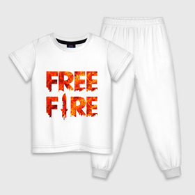 Детская пижама хлопок с принтом Free Fire в Белгороде, 100% хлопок |  брюки и футболка прямого кроя, без карманов, на брюках мягкая резинка на поясе и по низу штанин
 | battlegrounds | fire | free | garena | гарена | фаер | фри