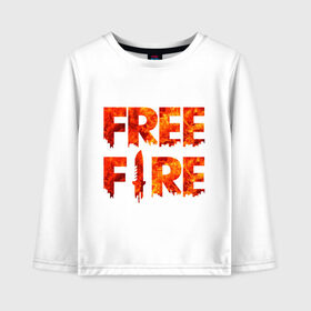 Детский лонгслив хлопок с принтом Free Fire в Белгороде, 100% хлопок | круглый вырез горловины, полуприлегающий силуэт, длина до линии бедер | battlegrounds | fire | free | garena | гарена | фаер | фри