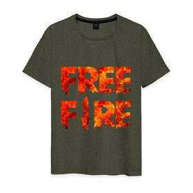 Мужская футболка хлопок с принтом Free Fire в Белгороде, 100% хлопок | прямой крой, круглый вырез горловины, длина до линии бедер, слегка спущенное плечо. | battlegrounds | fire | free | garena | гарена | фаер | фри
