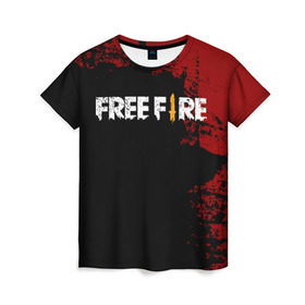 Женская футболка 3D с принтом Free Fire в Белгороде, 100% полиэфир ( синтетическое хлопкоподобное полотно) | прямой крой, круглый вырез горловины, длина до линии бедер | battlegrounds | fire | free | garena | гарена | фаер | фри