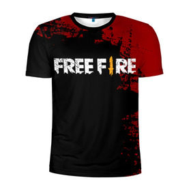 Мужская футболка 3D спортивная с принтом Free Fire в Белгороде, 100% полиэстер с улучшенными характеристиками | приталенный силуэт, круглая горловина, широкие плечи, сужается к линии бедра | battlegrounds | fire | free | garena | гарена | фаер | фри