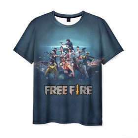 Мужская футболка 3D с принтом Free Fire в Белгороде, 100% полиэфир | прямой крой, круглый вырез горловины, длина до линии бедер | battlegrounds | fire | free | garena | гарена | фаер | фри